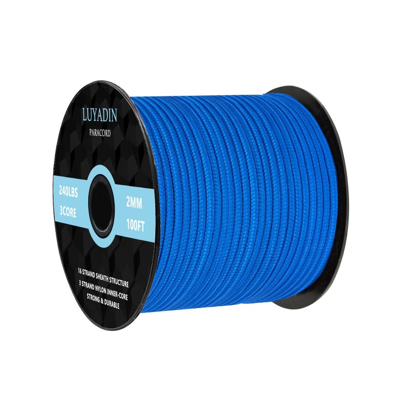 LUYADIN Paracord 240lb - Diameter 2mm Micro Utility Cord -3 Strand Parachute Spool Cord - 100ft 200ft,Paracord for Camping,Hiking,Fishing,Outdoor and DIY - Image 1